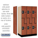 Salsbury 12" Wide Double Tier 'S' Style Designer Wood Locker - 3 Wide - 5 Feet High - 21 Inches Deep - Cherry - Silver Resettable Combination Locks - Sweatfully