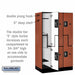 Salsbury 12" Wide Double Tier 'S' Style Designer Wood Locker - 3 Wide - 5 Feet High - 21 Inches Deep - Cherry - Silver Resettable Combination Locks - Sweatfully