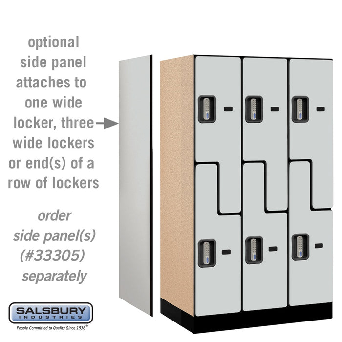 Salsbury 12" Wide Double Tier 'S' Style Designer Wood Locker - 3 Wide - 5 Feet High - 21 Inches Deep - Gray - Silver Electronic Locks - Sweatfully