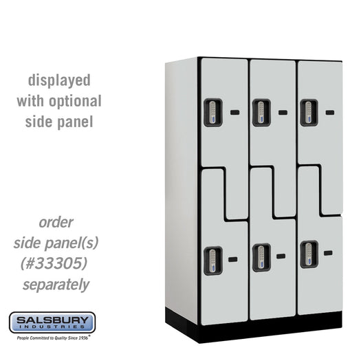 Salsbury 12" Wide Double Tier 'S' Style Designer Wood Locker - 3 Wide - 5 Feet High - 21 Inches Deep - Gray - Silver Electronic Locks - Sweatfully