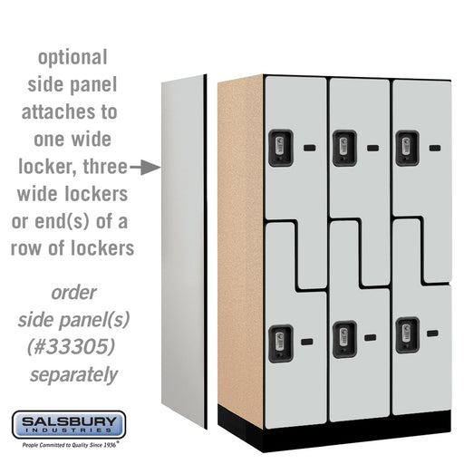 Salsbury 12" Wide Double Tier 'S' Style Designer Wood Locker - 3 Wide - 5 Feet High - 21 Inches Deep - Gray - Silver Resettable Combination Locks - Sweatfully