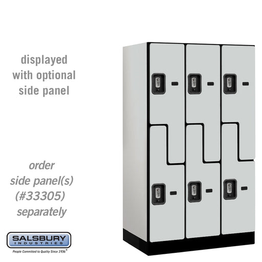 Salsbury 12" Wide Double Tier 'S' Style Designer Wood Locker - 3 Wide - 5 Feet High - 21 Inches Deep - Gray - Silver Resettable Combination Locks - Sweatfully