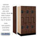 Salsbury 12" Wide Double Tier 'S' Style Designer Wood Locker - 3 Wide - 5 Feet High - 21 Inches Deep - Mahogany - Black Resettable Combination Locks - Sweatfully