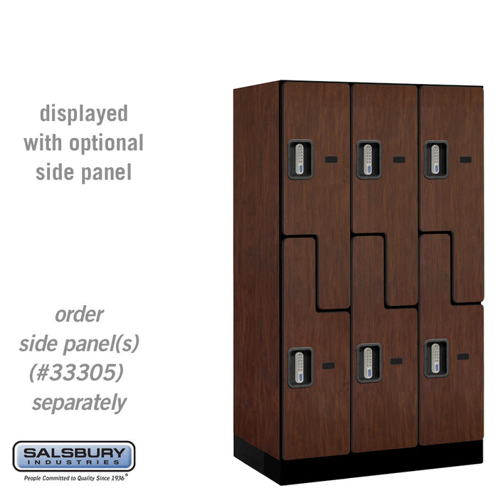 Salsbury 12" Wide Double Tier 'S' Style Designer Wood Locker - 3 Wide - 5 Feet High - 21 Inches Deep - Mahogany - Silver Electronic Locks - Sweatfully