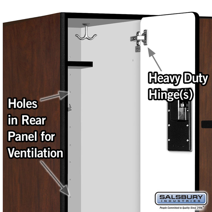 Salsbury 12" Wide Double Tier 'S' Style Designer Wood Locker - 3 Wide - 5 Feet High - 21 Inches Deep - Mahogany - Hasps - Sweatfully