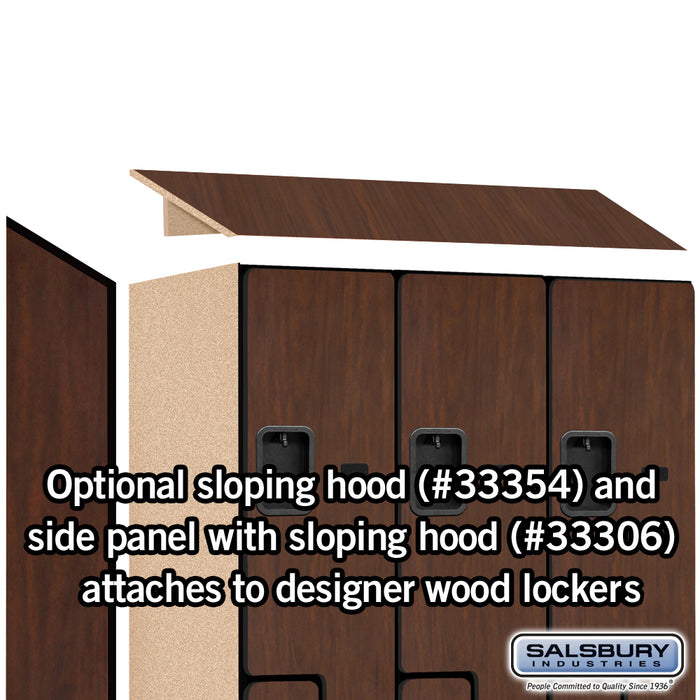 Salsbury 12" Wide Double Tier 'S' Style Designer Wood Locker - 3 Wide - 5 Feet High - 21 Inches Deep - Mahogany - Hasps - Sweatfully