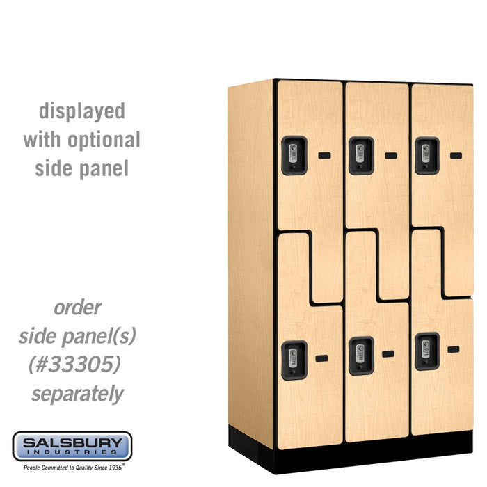 Salsbury 12" Wide Double Tier 'S' Style Designer Wood Locker - 3 Wide - 5 Feet High - 21 Inches Deep - Maple - Silver Resettable Combination Locks - Sweatfully