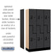 Salsbury 12" Wide Double Tier 'S' Style Designer Wood Locker - 3 Wide - 5 Feet High - 15 Inches Deep - Black - Black Resettable Combination Locks - Sweatfully