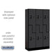 Salsbury 12" Wide Double Tier 'S' Style Designer Wood Locker - 3 Wide - 5 Feet High - 15 Inches Deep - Black - Black Resettable Combination Locks - Sweatfully