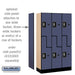 Salsbury 12" Wide Double Tier 'S' Style Designer Wood Locker - 3 Wide - 5 Feet High - 15 Inches Deep - Blue - Silver Resettable Combination Locks - Sweatfully
