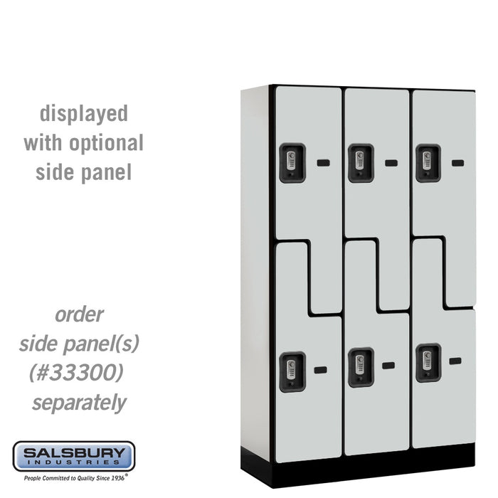 Salsbury 12" Wide Double Tier 'S' Style Designer Wood Locker - 3 Wide - 5 Feet High - 15 Inches Deep - Gray - Silver Resettable Combination Locks - Sweatfully