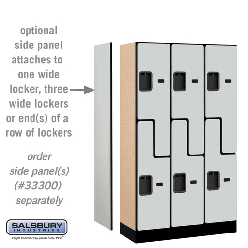 Salsbury 12" Wide Double Tier 'S' Style Designer Wood Locker - 3 Wide - 5 Feet High - 15 Inches Deep - Gray - Hasps - Sweatfully