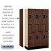 Salsbury 12" Wide Double Tier 'S' Style Designer Wood Locker - 3 Wide - 5 Feet High - 15 Inches Deep - Mahogany - Black Resettable Combination Locks - Sweatfully