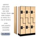 Salsbury 12" Wide Double Tier 'S' Style Designer Wood Locker - 3 Wide - 5 Feet High - 15 Inches Deep - Maple - Black Resettable Combination Locks - Sweatfully