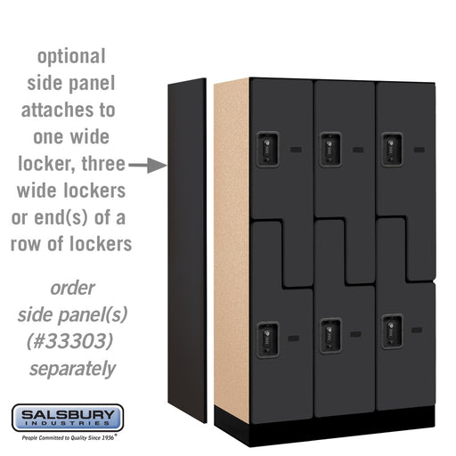 Salsbury 12" Wide Double Tier 'S' Style Designer Wood Locker - 3 Wide - 5 Feet High - 18 Inches Deep - Black - Black Resettable Combination Locks - Sweatfully