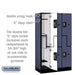 Salsbury 12" Wide Double Tier 'S' Style Designer Wood Locker - 3 Wide - 5 Feet High - 18 Inches Deep - Blue - Silver Resettable Combination Locks - Sweatfully