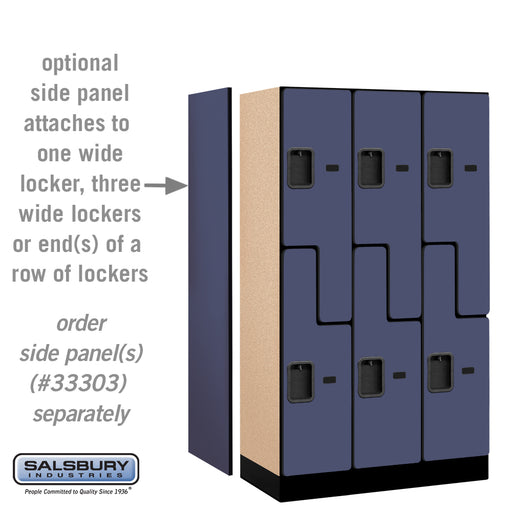 Salsbury 12" Wide Double Tier 'S' Style Designer Wood Locker - 3 Wide - 5 Feet High - 18 Inches Deep - Blue - Hasps - Sweatfully
