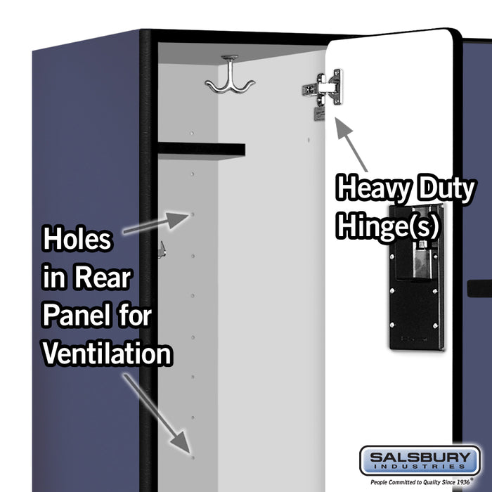 Salsbury 12" Wide Double Tier 'S' Style Designer Wood Locker - 3 Wide - 5 Feet High - 18 Inches Deep - Blue - Hasps - Sweatfully