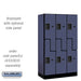 Salsbury 12" Wide Double Tier 'S' Style Designer Wood Locker - 3 Wide - 5 Feet High - 18 Inches Deep - Blue - Hasps - Sweatfully