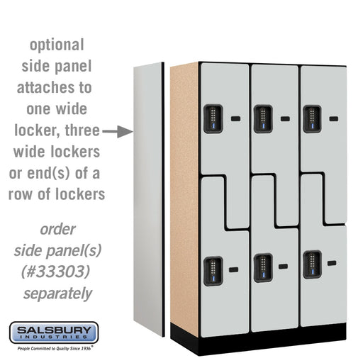 Salsbury 12" Wide Double Tier 'S' Style Designer Wood Locker - 3 Wide - 5 Feet High - 18 Inches Deep - Gray - Black Electronic Locks - Sweatfully