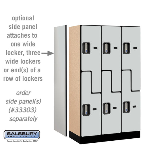 Salsbury 12" Wide Double Tier 'S' Style Designer Wood Locker - 3 Wide - 5 Feet High - 18 Inches Deep - Gray - Silver Electronic Locks - Sweatfully