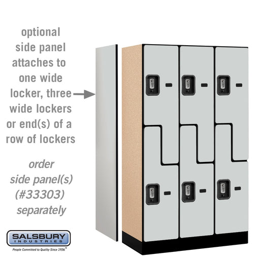 Salsbury 12" Wide Double Tier 'S' Style Designer Wood Locker - 3 Wide - 5 Feet High - 18 Inches Deep - Gray - Silver Resettable Combination Locks - Sweatfully