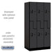Salsbury 12" Wide Double Tier 'S' Style Designer Wood Locker - 3 Wide - 6 Feet High - 21 Inches Deep - Black - Black Resettable Combination Locks - Sweatfully