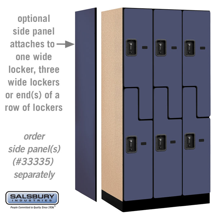 Salsbury 12" Wide Double Tier 'S' Style Designer Wood Locker - 3 Wide - 6 Feet High - 21 Inches Deep - Blue - Black Resettable Combination Locks - Sweatfully