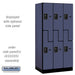 Salsbury 12" Wide Double Tier 'S' Style Designer Wood Locker - 3 Wide - 6 Feet High - 21 Inches Deep - Blue - Black Resettable Combination Locks - Sweatfully