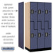 Salsbury 12" Wide Double Tier 'S' Style Designer Wood Locker - 3 Wide - 6 Feet High - 21 Inches Deep - Blue - Silver Electronic Locks - Sweatfully