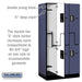 Salsbury 12" Wide Double Tier 'S' Style Designer Wood Locker - 3 Wide - 6 Feet High - 21 Inches Deep - Blue - Silver Electronic Locks - Sweatfully