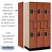 Salsbury 12" Wide Double Tier 'S' Style Designer Wood Locker - 3 Wide - 6 Feet High - 21 Inches Deep - Cherry - Black Resettable Combination Locks - Sweatfully