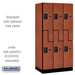Salsbury 12" Wide Double Tier 'S' Style Designer Wood Locker - 3 Wide - 6 Feet High - 21 Inches Deep - Cherry - Black Resettable Combination Locks - Sweatfully
