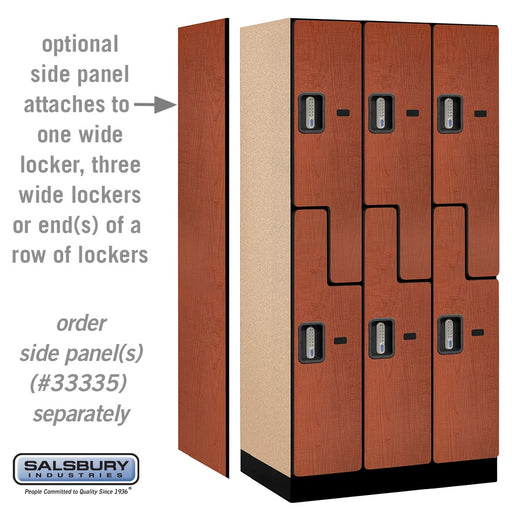 Salsbury 12" Wide Double Tier 'S' Style Designer Wood Locker - 3 Wide - 6 Feet High - 21 Inches Deep - Cherry - Silver Electronic Locks - Sweatfully