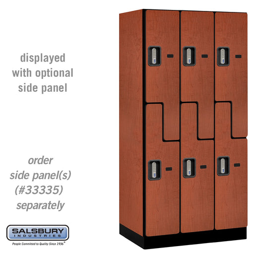 Salsbury 12" Wide Double Tier 'S' Style Designer Wood Locker - 3 Wide - 6 Feet High - 21 Inches Deep - Cherry - Silver Electronic Locks - Sweatfully