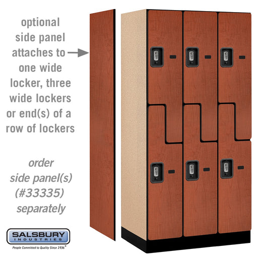 Salsbury 12" Wide Double Tier 'S' Style Designer Wood Locker - 3 Wide - 6 Feet High - 21 Inches Deep - Cherry - Silver Resettable Combination Locks - Sweatfully