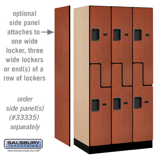 Salsbury 12" Wide Double Tier 'S' Style Designer Wood Locker - 3 Wide - 6 Feet High - 21 Inches Deep - Cherry - Hasps - Sweatfully