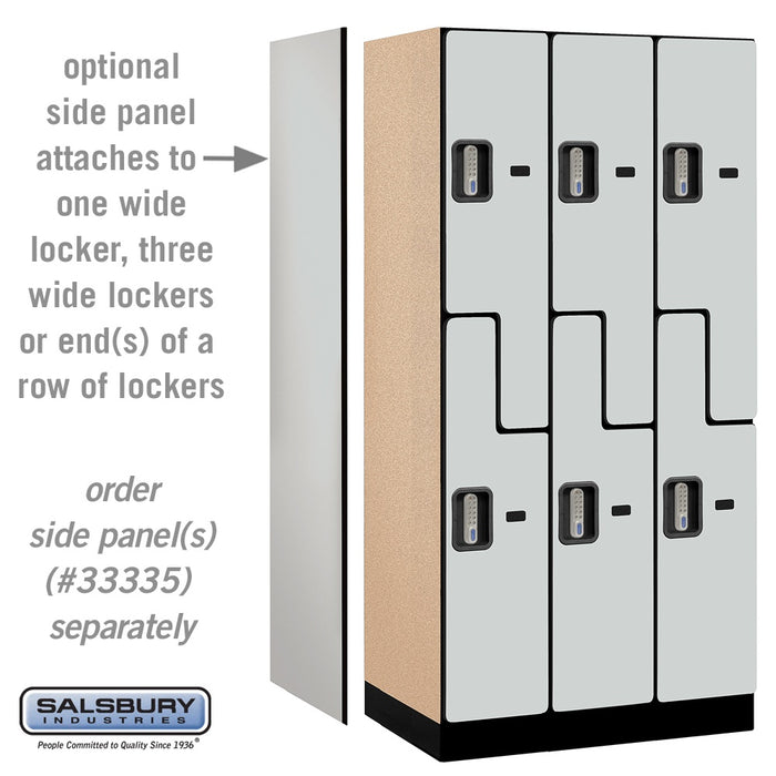 Salsbury 12" Wide Double Tier 'S' Style Designer Wood Locker - 3 Wide - 6 Feet High - 21 Inches Deep - Gray - Silver Electronic Locks - Sweatfully