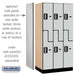 Salsbury 12" Wide Double Tier 'S' Style Designer Wood Locker - 3 Wide - 6 Feet High - 21 Inches Deep - Gray - Silver Electronic Locks - Sweatfully