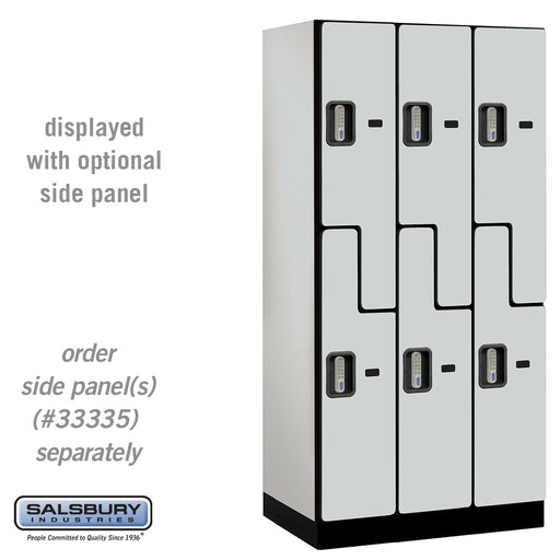 Salsbury 12" Wide Double Tier 'S' Style Designer Wood Locker - 3 Wide - 6 Feet High - 21 Inches Deep - Gray - Silver Electronic Locks - Sweatfully