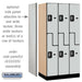 Salsbury 12" Wide Double Tier 'S' Style Designer Wood Locker - 3 Wide - 6 Feet High - 21 Inches Deep - Gray - Silver Resettable Combination Locks - Sweatfully