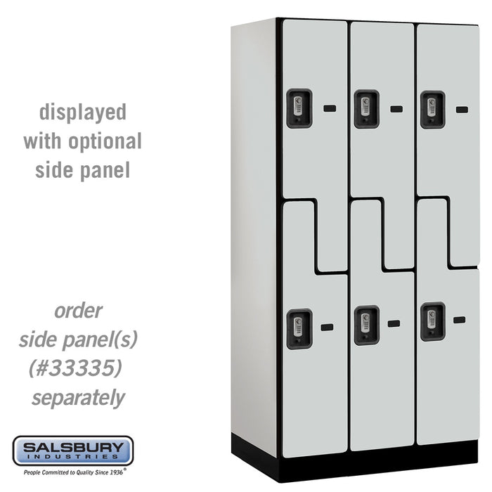 Salsbury 12" Wide Double Tier 'S' Style Designer Wood Locker - 3 Wide - 6 Feet High - 21 Inches Deep - Gray - Silver Resettable Combination Locks - Sweatfully