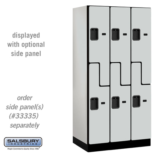 Salsbury 12" Wide Double Tier 'S' Style Designer Wood Locker - 3 Wide - 6 Feet High - 21 Inches Deep - Gray - Hasps - Sweatfully