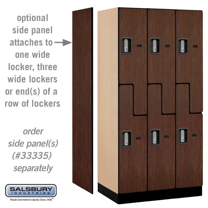 Salsbury 12" Wide Double Tier 'S' Style Designer Wood Locker - 3 Wide - 6 Feet High - 21 Inches Deep - Mahogany - Silver Electronic Locks - Sweatfully