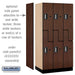 Salsbury 12" Wide Double Tier 'S' Style Designer Wood Locker - 3 Wide - 6 Feet High - 21 Inches Deep - Mahogany - Silver Electronic Locks - Sweatfully