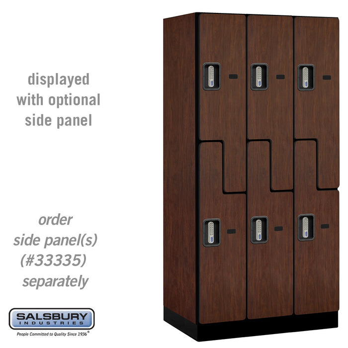 Salsbury 12" Wide Double Tier 'S' Style Designer Wood Locker - 3 Wide - 6 Feet High - 21 Inches Deep - Mahogany - Silver Electronic Locks - Sweatfully