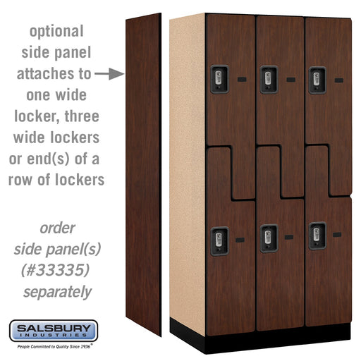 Salsbury 12" Wide Double Tier 'S' Style Designer Wood Locker - 3 Wide - 6 Feet High - 21 Inches Deep - Mahogany - Silver Resettable Combination Locks - Sweatfully