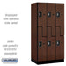 Salsbury 12" Wide Double Tier 'S' Style Designer Wood Locker - 3 Wide - 6 Feet High - 21 Inches Deep - Mahogany - Silver Resettable Combination Locks - Sweatfully