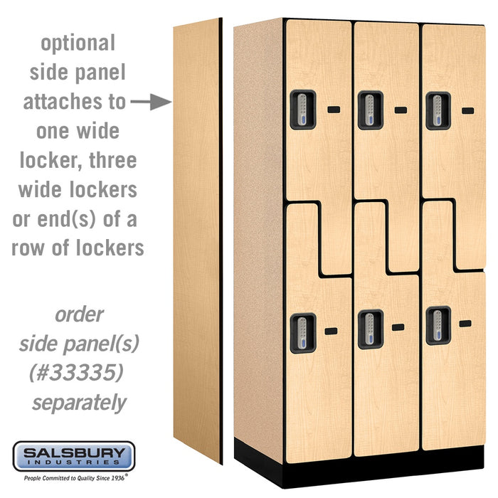 Salsbury 12" Wide Double Tier 'S' Style Designer Wood Locker - 3 Wide - 6 Feet High - 21 Inches Deep - Maple - Silver Electronic Locks - Sweatfully