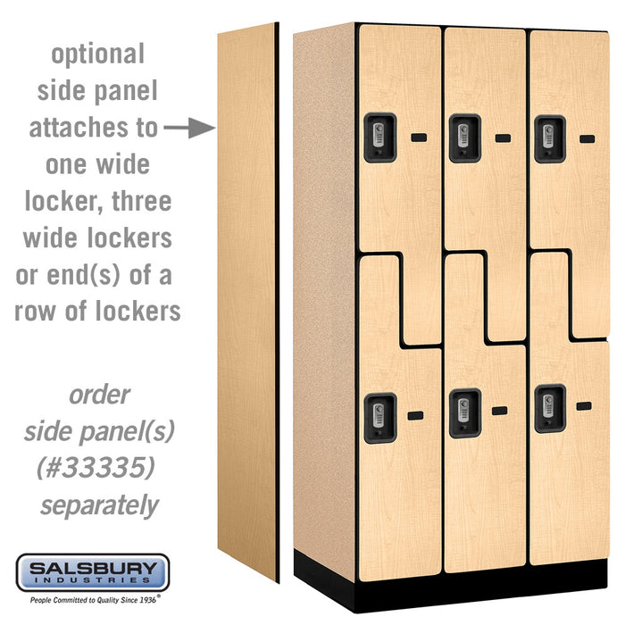 Salsbury 12" Wide Double Tier 'S' Style Designer Wood Locker - 3 Wide - 6 Feet High - 21 Inches Deep - Maple - Silver Resettable Combination Locks - Sweatfully